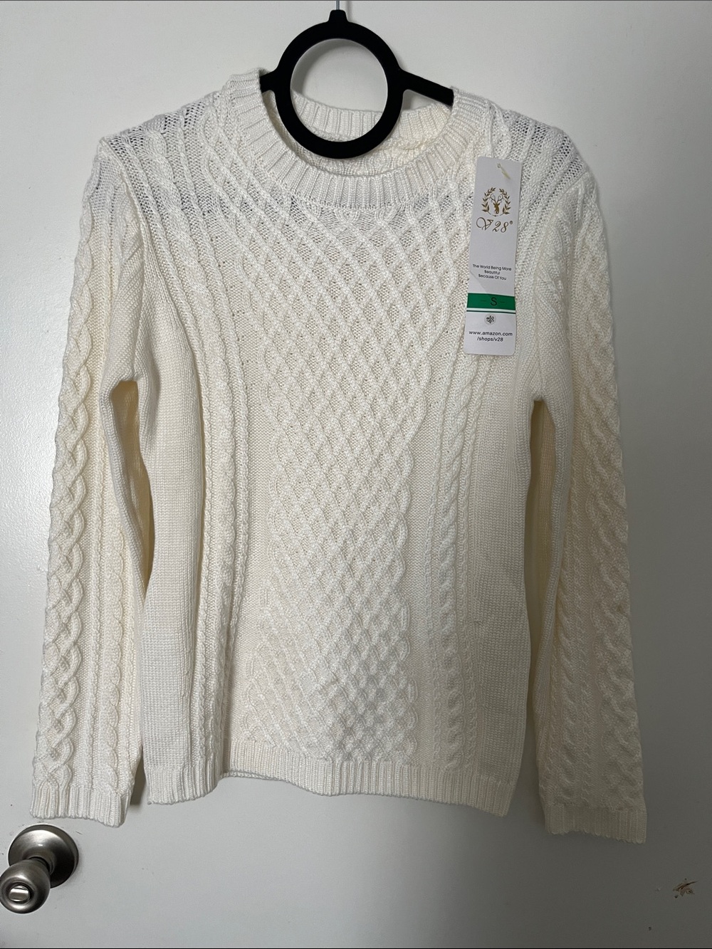Abercrombie & Fitch Cream Cable-Knit Crewneck Sweater